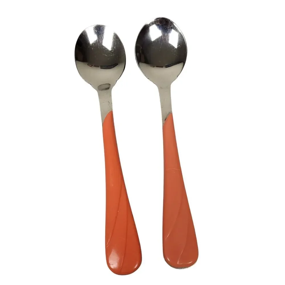 Vintage 90s Fiesta Swirl Flatware Silverware 19 Piece Set Stainless Orange